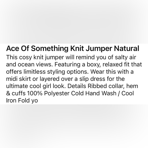 VRG GRL Ace Of Something Knit Jumper Natural - Picture 10 of 10